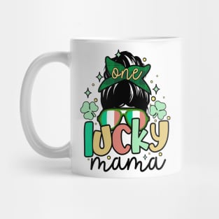 One Lucky Mama St Patrick's Day 2024 Messy Bun Cool Mom Mug